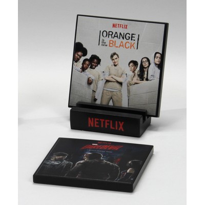 2-Pc Square Smooth-Texture Coaster Set w/Base