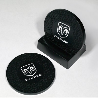 2-Pc Round Triad Pattern Coaster Set w/Base